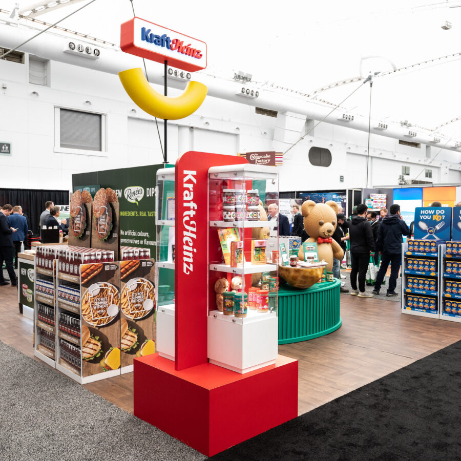Branded food product displays on the GSF trade show floor